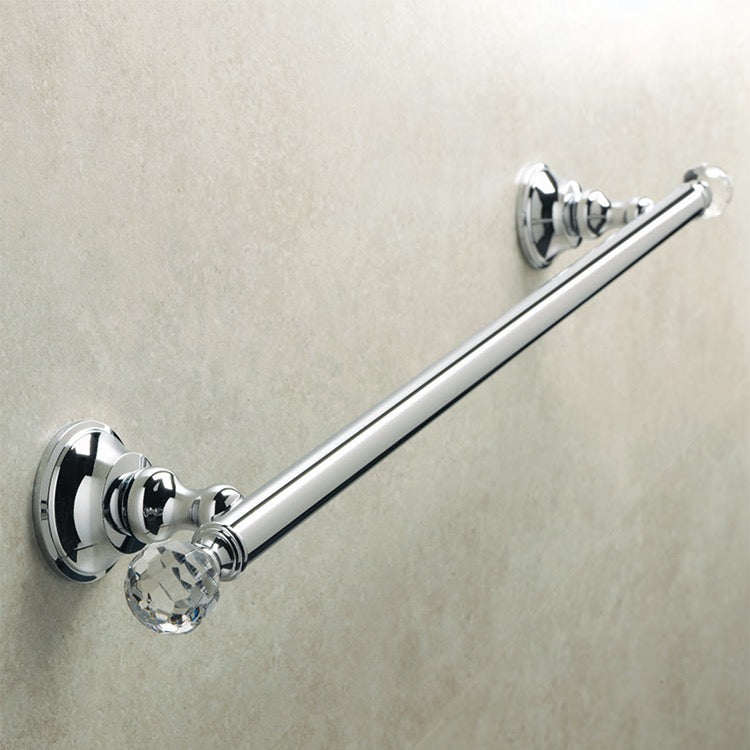 Towel Bar, Chrome, Brass, 20 Inch, with Crystals