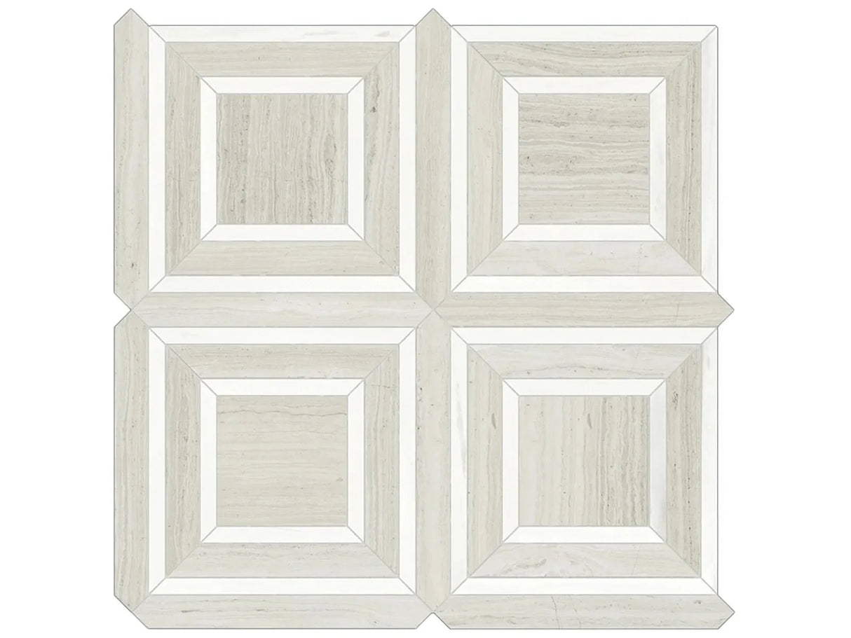 Anatolia Tile Mayfair Strada Ash Piazza Polished Porcelain Mosaics. 1 Sheet = .96 Sq. Ft. 4501-0155-1 Strada Ash Piazza - premium natural stone mosaic tile from Anatolia Tile, available at PoshHaus showroom in Keene, NH