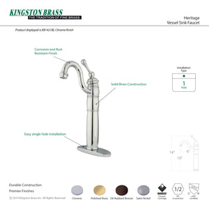 Kingston Brass KB1422BL Vessel Sink Faucet, Polished Brass