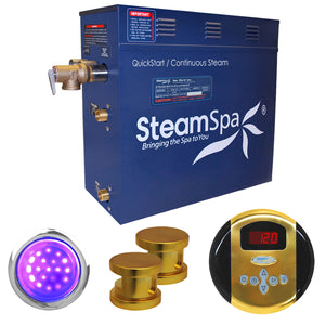 SteamSpa Indulgence 12 KW QuickStart Acu-Steam Bath Generator Package in Polished Gold IN1200GD
