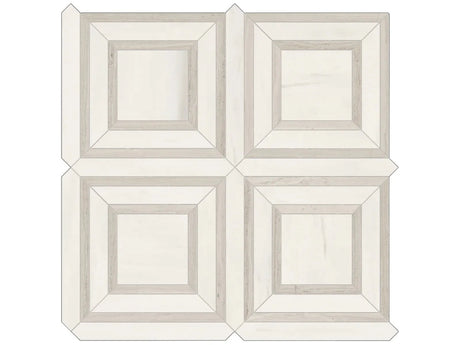 Anatolia Tile Mayfair Suave Bianco Piazza Polished Porcelain Mosaics. 1 Sheet = .96 Sq. Ft. 4501-0156-1 Suave Bianco Piazza - premium natural stone mosaic tile from Anatolia Tile, available at PoshHaus showroom in Keene, NH