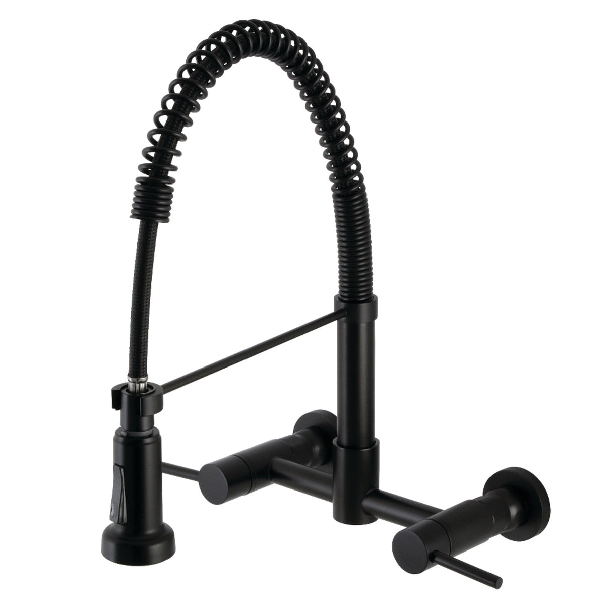 Gourmetier GS8180DL Concord 2-Handle Wall Mount Pull-Down Kitchen Faucet, Matte Black