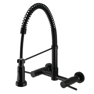 Gourmetier GS8180DL Concord 2-Handle Wall Mount Pull-Down Kitchen Faucet, Matte Black