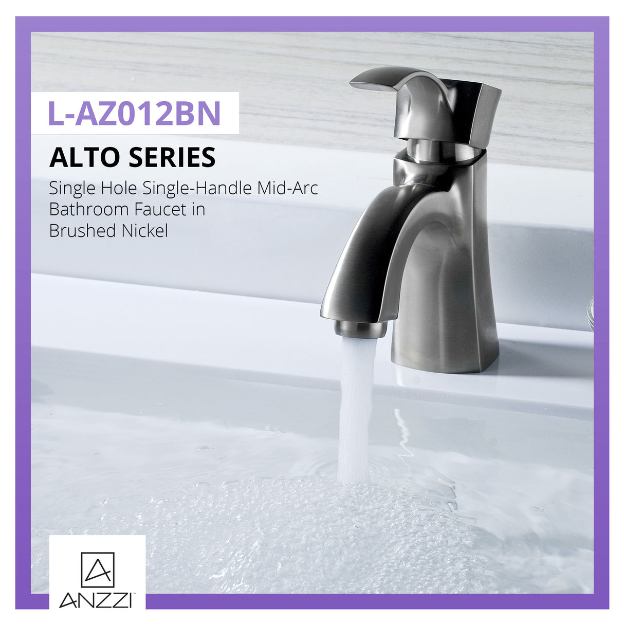 ANZZI L-AZ012BN Alto Series Single Hole Single-Handle Mid-Arc Bathroom Faucet in Brushed Nickel
