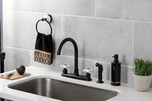 Kingston Brass FB7790PXSP Victorian 8" Centerset Kitchen Faucet with Sprayer, Matte Black