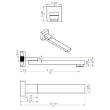 Black Matte Square Foldable Tub Spout