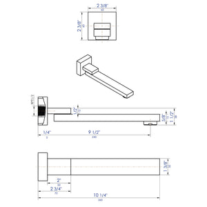 Black Matte Square Foldable Tub Spout