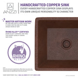 ANZZI BS-009 Attica 19 in. Handmade Vessel Sink in Hammered Antique Copper