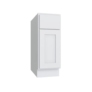 Shaker White SLAB Single Door Standard Base Cabinet - 18" W - Reduced Height