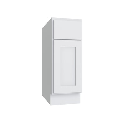 Shaker White SLAB Single Door Standard Base Cabinet - 21" W - Reduced Height