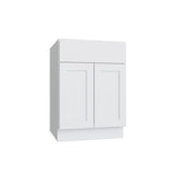 Shaker White SLAB Double Door Standard Base Cabinet - 24" W