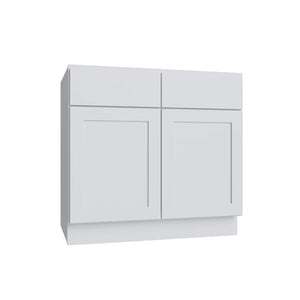 Shaker White SLAB Double Door Standard Base Cabinet - 30