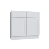 Shaker White SLAB Double Door Standard Base Cabinet - 33" W