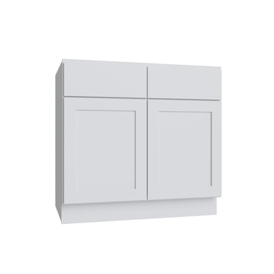 Shaker White SLAB Double Door Standard Base Cabinet - 36" W