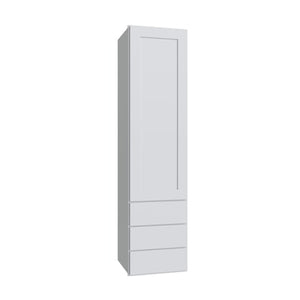 Shaker White SLAB Wall Twr w/ 3 Drws - 15" W x 48" H x 14.5" D