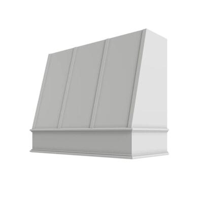 Shaker White Angled Hood with Strapping Flat Trim - 42" W x 36" H