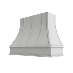 Shaker White Curved Hood with Strapping Flat Trim - 48