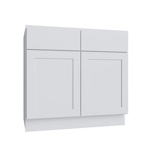 Shaker White SLAB Sink Base Cabinet - 36" W x 34.5" H