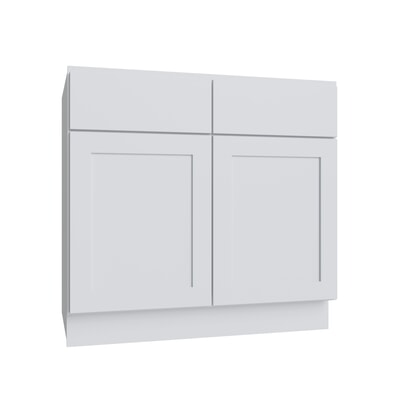 Shaker White SLAB Sink Base Cabinet w/ CS - 42" W x 34.5" H