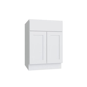 Shaker White SLAB Double Door Vanity - 24