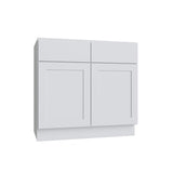 Shaker White SLAB Double Door Vanity - 36" W x 34.5" H x 21" D