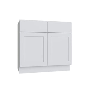 Shaker White SLAB Double Door Vanity - 36
