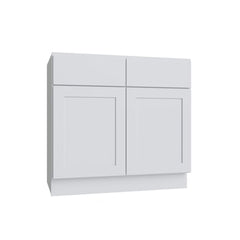 Shaker White SLAB Double Door Vanity - 36
