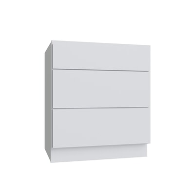 Shaker White SLAB Vanity Drawer Base - 12" W x 34.5" H x 21" D
