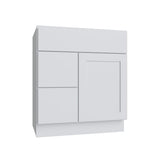 Shaker White SLAB Vanity Combo Cab - Drw Left - 30" W x 21" D