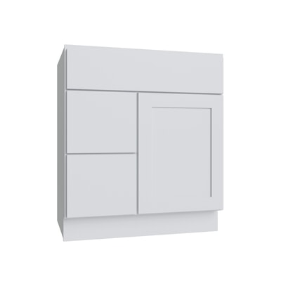 Shaker White SLAB Vanity Combo Cab - Drw Left - 30" W x 21" D