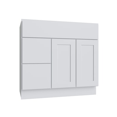 Shaker White SLAB Vanity Combo Cab - Drw Left - 36" W x 21" D