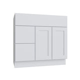 Shaker White SLAB Vanity Combo Cab - Drw Left - 36" W x 21" D