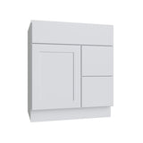 Shaker White SLAB Vanity Combo Cab - Drw Right - 30" W x 21" D
