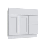 Shaker White SLAB Vanity Combo Cab - Drw Right - 36" W x 21" D