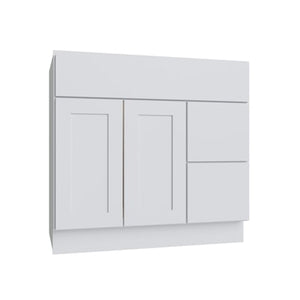 Shaker White SLAB Vanity Combo Cab - Drw Right - 36" W x 21" D