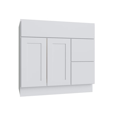 Shaker White SLAB Vanity Combo Cab - Drw Right - 36" W x 21" D