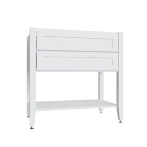Shaker White Open Shelf Vanity Sink Base - 36" W x 21" D