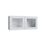 Shaker White 15" Wall Stacking Cabinets with Glass