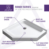 ANZZI SB-AZ01NO-R 36 in. x 36 in. Neo-Angle Double Threshold Shower Base in White