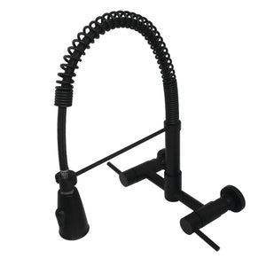 Gourmetier GS8280DL Concord 2-Handle Wall Mount Pull-Down Kitchen Faucet, Matte Black