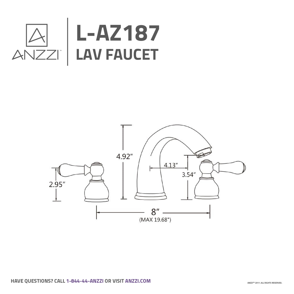 ANZZI L-AZ187BN Raider 8 in. Widespread 2-Handle Bathroom Faucet in Brushed Nickel