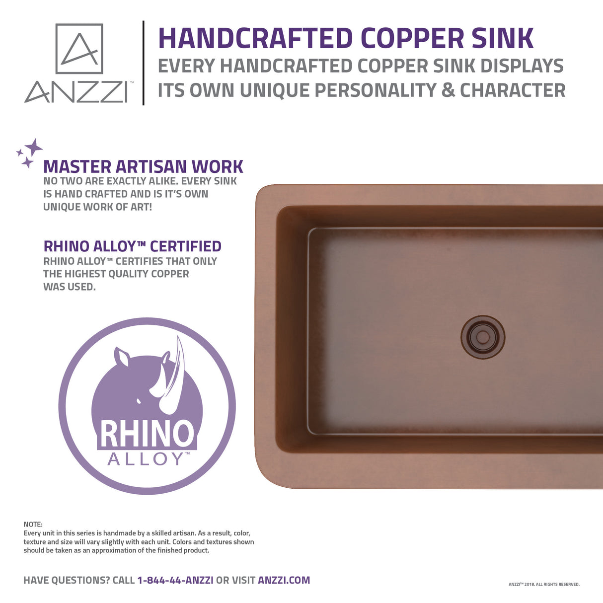 ANZZI SK-011 Macedonian Farmhouse Handmade Copper 33 in. 0-Hole Single Bowl Kitchen Sink with Flower Bed Design Panel in Polished Antique Copper