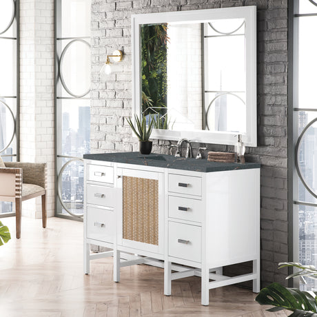 Addison 48" Single Vanity, Glossy White w/ 3 CM Parisien Bleu Silestone Top