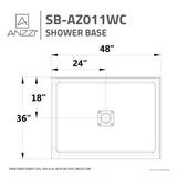 ANZZI SB-AZ011WC Fissure Series 48 in. x 36 in. Shower Base in White