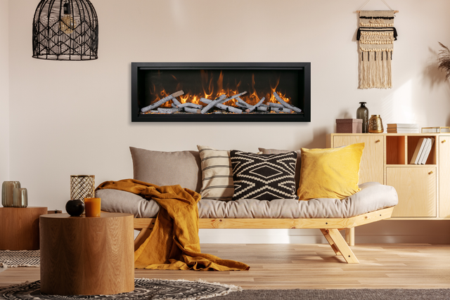 Amantii SYM-50-BESPOKE Symmetry Bespoke - 50" Indoor / Outdoor Electric Built In Fireplace featuring, WiFi Compatibilty & Bluetooth Connectivity, MultiFunction Remote, and a Selection of Media Options