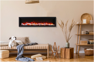 Amantii SYM-50-BESPOKE Symmetry Bespoke - 50" Indoor / Outdoor Electric Built In Fireplace featuring, WiFi Compatibilty & Bluetooth Connectivity, MultiFunction Remote, and a Selection of Media Options