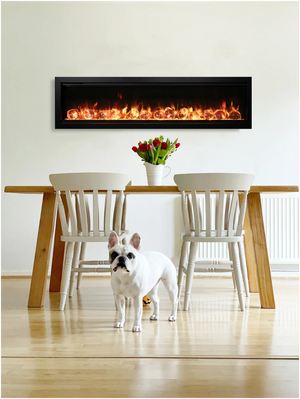 Amantii SYM-50-BESPOKE Symmetry Bespoke - 50" Indoor / Outdoor Electric Built In Fireplace featuring, WiFi Compatibilty & Bluetooth Connectivity, MultiFunction Remote, and a Selection of Media Options