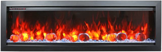 Amantii SYM-50-BESPOKE Symmetry Bespoke - 50" Indoor / Outdoor Electric Built In Fireplace featuring, WiFi Compatibilty & Bluetooth Connectivity, MultiFunction Remote, and a Selection of Media Options