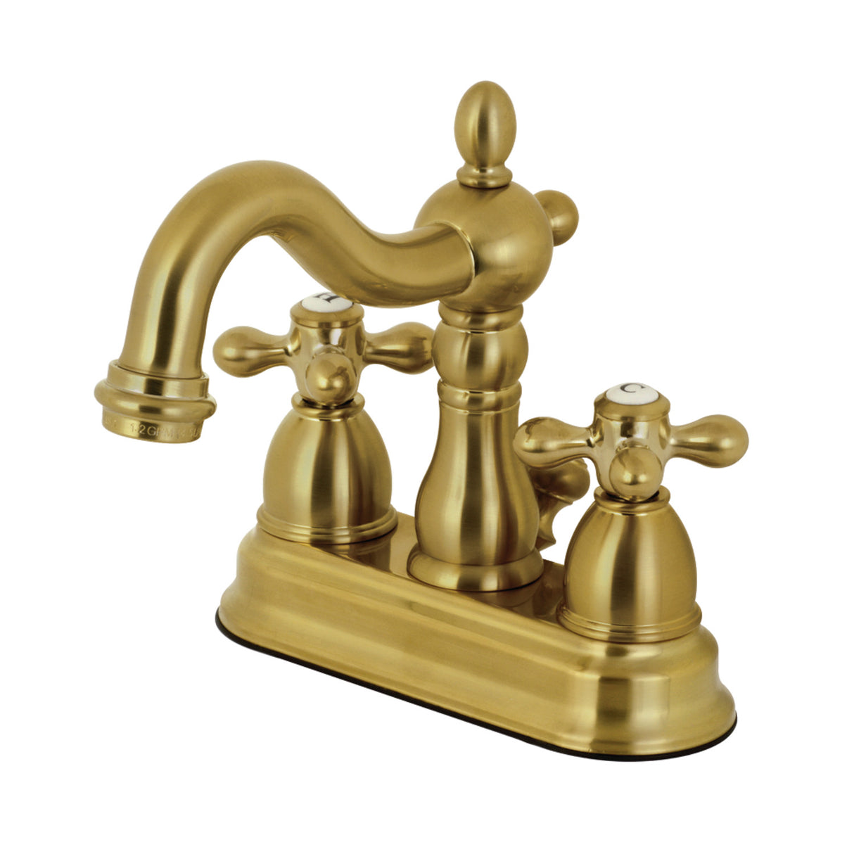 Kingston Brass KB1607AX Heritage 4 in. Centerset Bathroom Faucet, Brushed Brass
