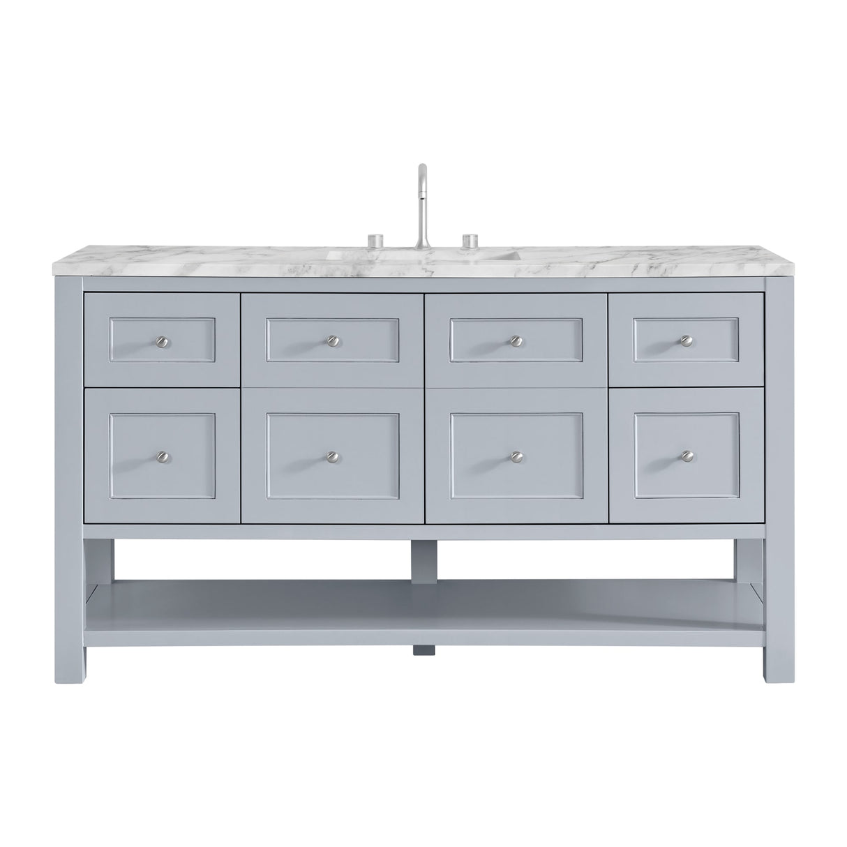 Breckenridge 60" Single Vanity, Serenity Blue, w/ 3 CM Carrara Marble Top